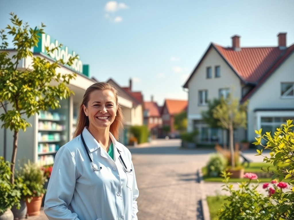 Mapa Elbląga z zaznaczonymi placówkami medycznymi, symbolizująca kolejki do specjalistów